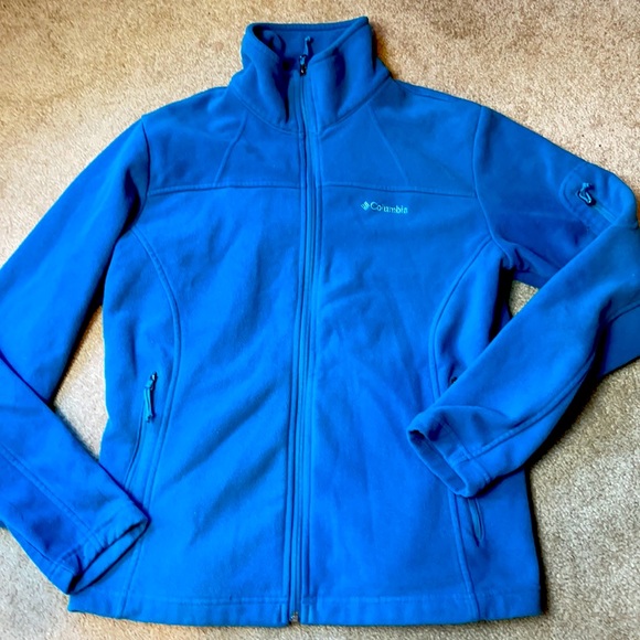 Columbia fleece size M turquoise, zip front. - Picture 1 of 6